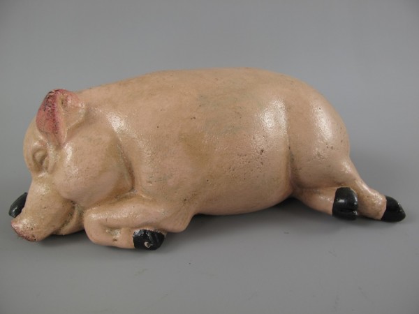 Sparschwein, Schwein schlafend aus Eisen L:18x10cm