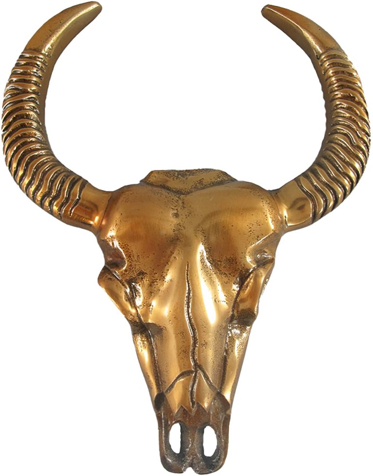 Dekoration  Türklopfer Stierkopf Texas Bull Horns  Messing 