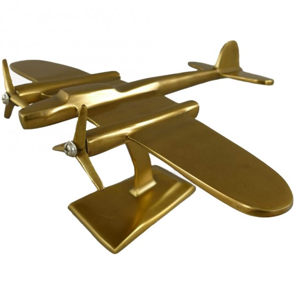Propeller Flugzeug Alu bronzef. auf Ständer Flugzeugmodell L:31x38cm
