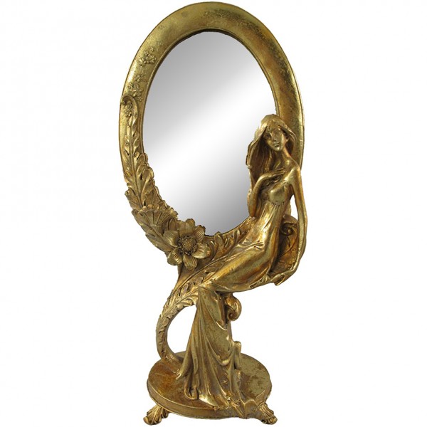 Kosmetikspiegel Standspiegel Retro gold oder silber Jugendstil H:41x18cm