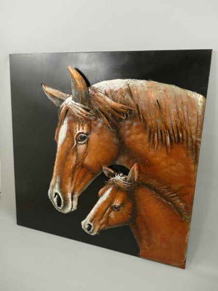 Metallbild 3D Pferde Eisen , Dekoration , Geschenkideen